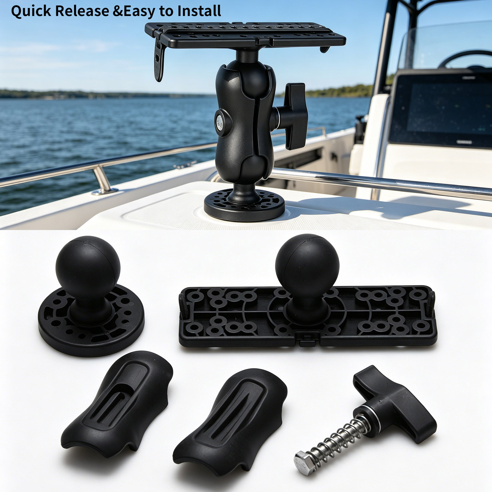Fish Finder Mount - 360 ° Support réglable pour sondeur